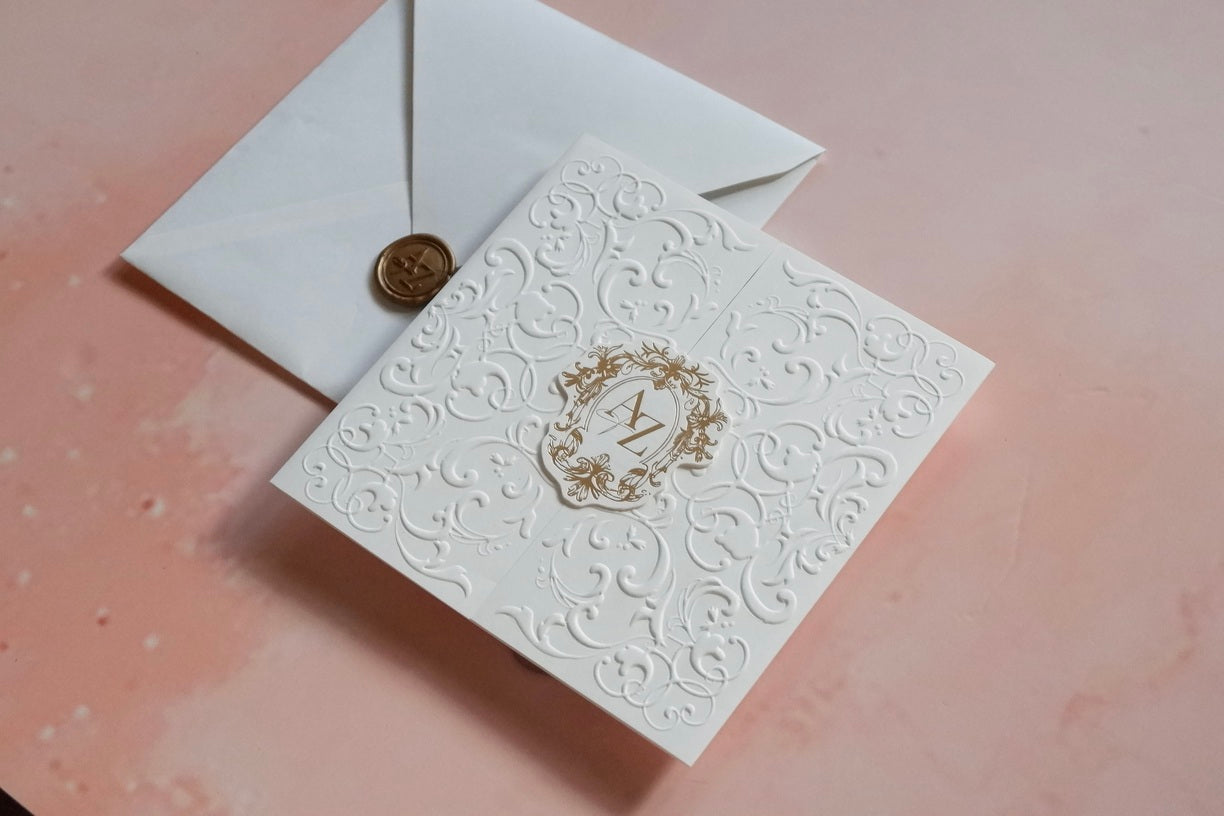 Regal Embossed Invitation in Gold / Cayman Islands