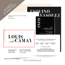 Load image into Gallery viewer, Bodoni Suite / Foiled Stamped Names