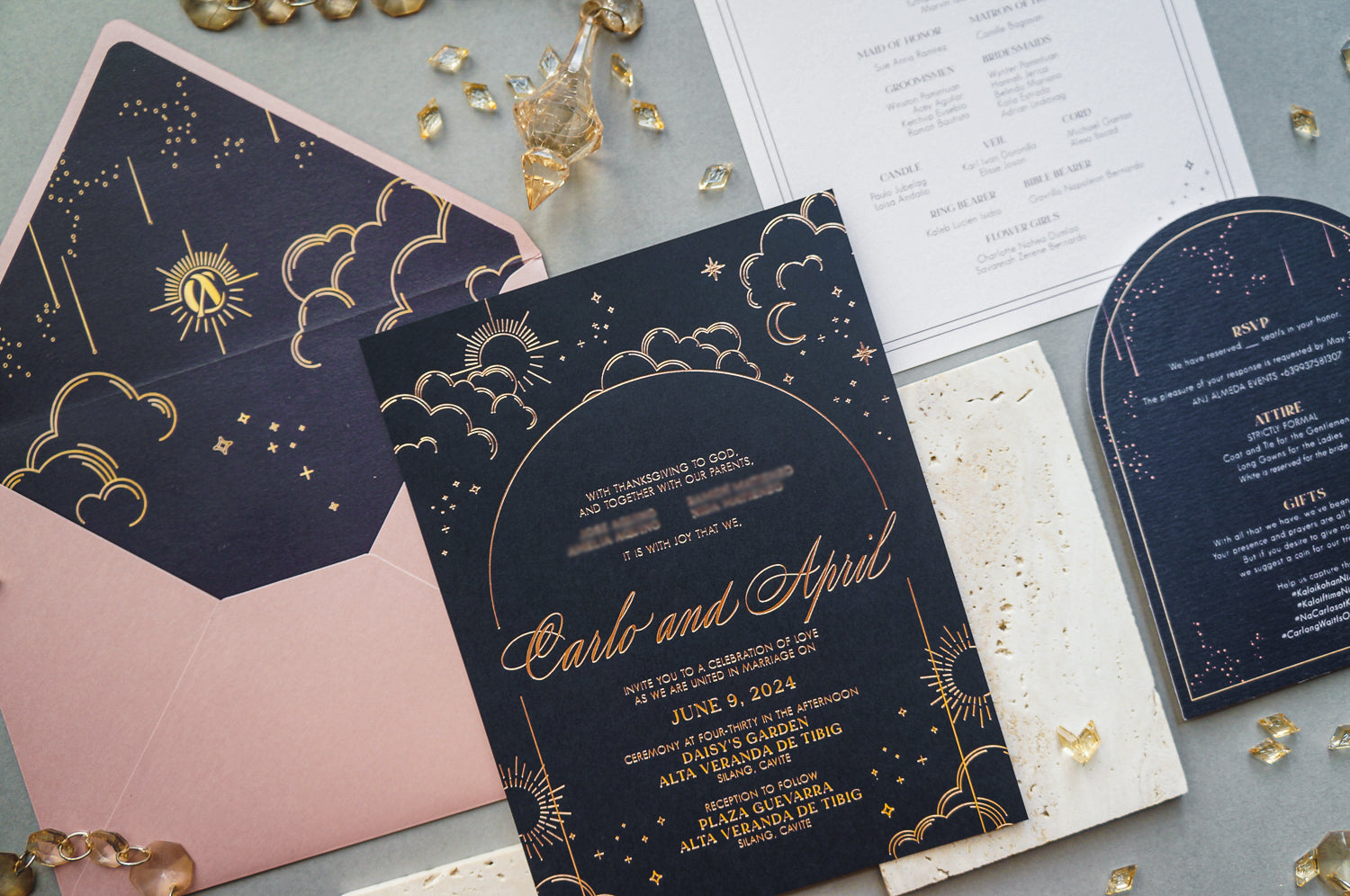 Bespoke Midnight Blue with Gold Foil Stamping / Manila
