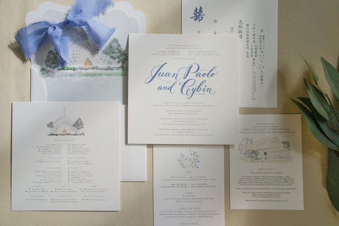 Clean blue and white invitation / Manila