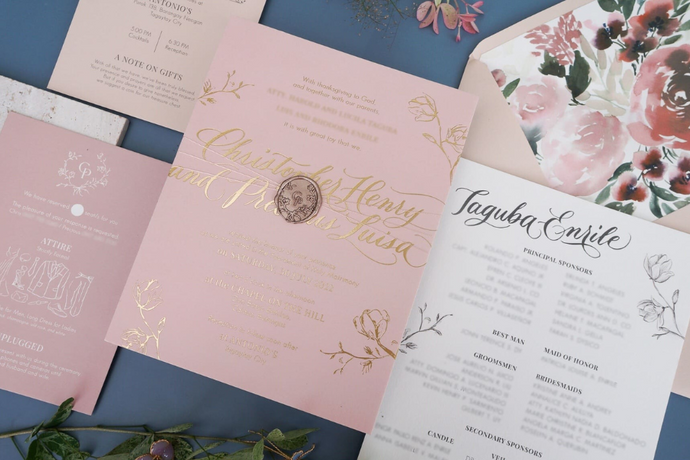 Blush pink watercolor floral invitation / Tagaytay