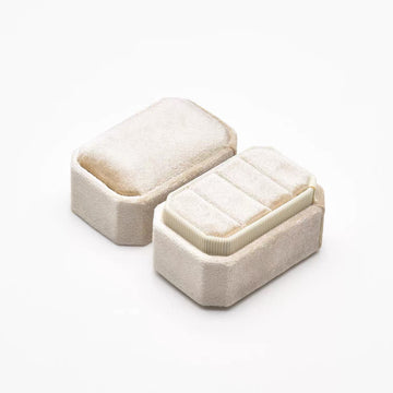 Velvet Ring Box - Triple Slot Octagon