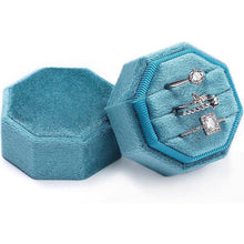 Load image into Gallery viewer, Velvet Ring Box - Triple Slot Octagon
