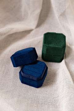Velvet Ring Box - Triple Slot Octagon
