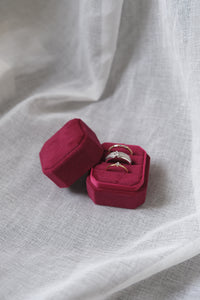 Velvet Ring Box - Triple Slot Octagon