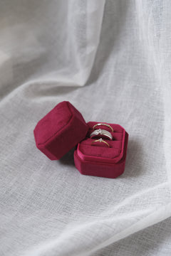 Velvet Ring Box - Triple Slot Octagon