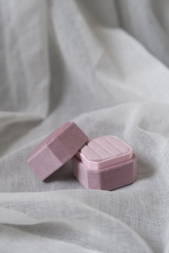 Velvet Ring Box - Triple Slot Octagon