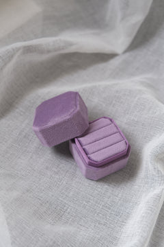 Velvet Ring Box - Triple Slot Octagon