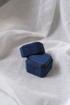 Velvet Ring Box - Triple Slot Octagon