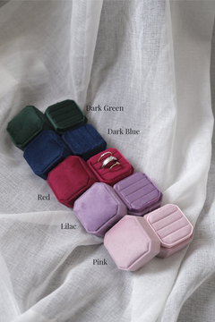Velvet Ring Box - Triple Slot Octagon