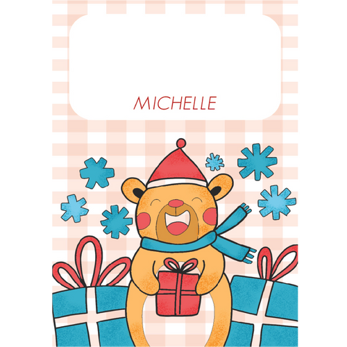 Colored Christmas Bear Gift Tag - ink scribbler
