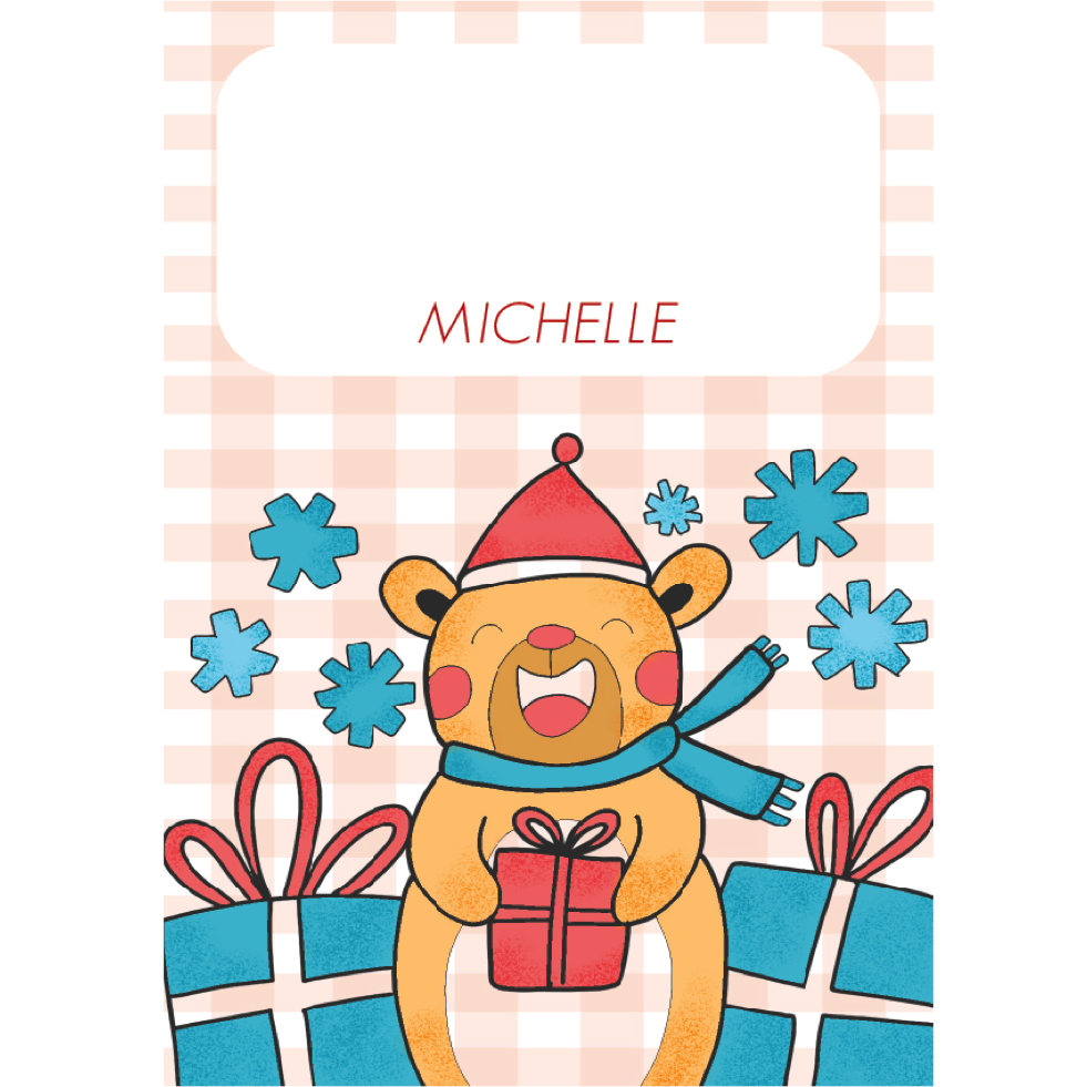 Colored Christmas Bear Gift Tag - ink scribbler