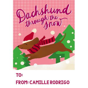 Dachshund Through The Snow Gift Tag - ink scribbler
