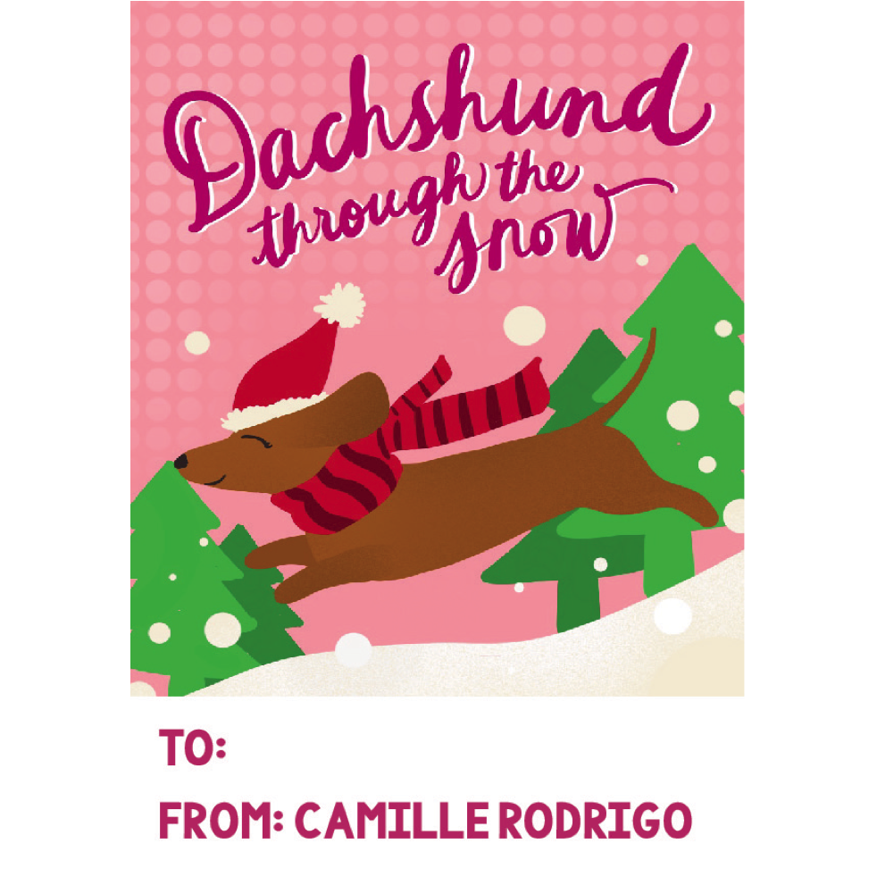 Dachshund Through The Snow Gift Tag - ink scribbler
