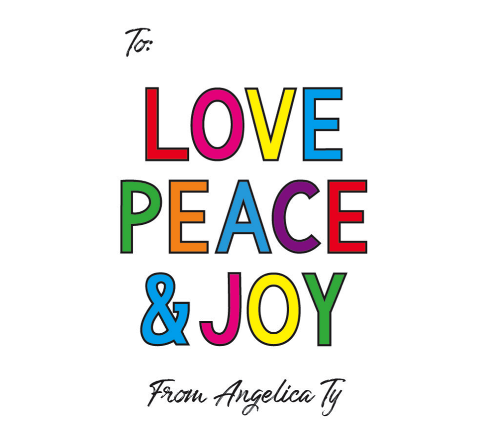 Love, Peace, Joy Gift Tag - ink scribbler