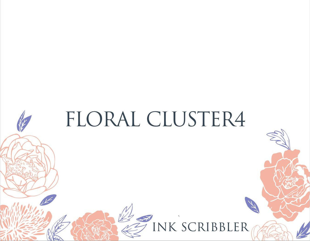 FloralCluster4 Notecards - ink scribbler