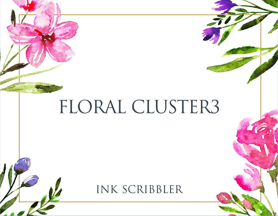 FloralCluster3 Notecards - ink scribbler