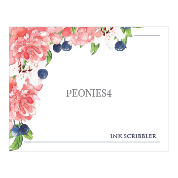 Peonies4 Notecards - ink scribbler